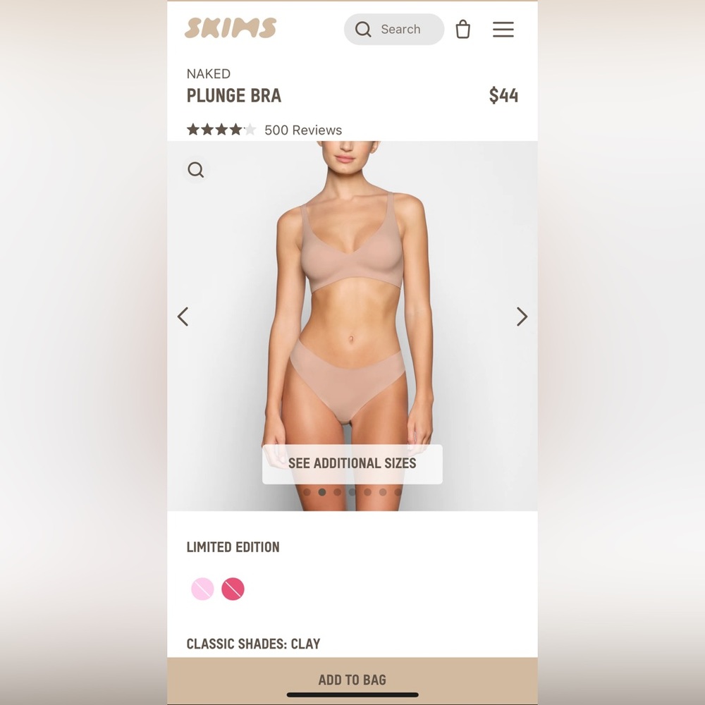 SKIMS Naked Plunge Bra Clay 2X